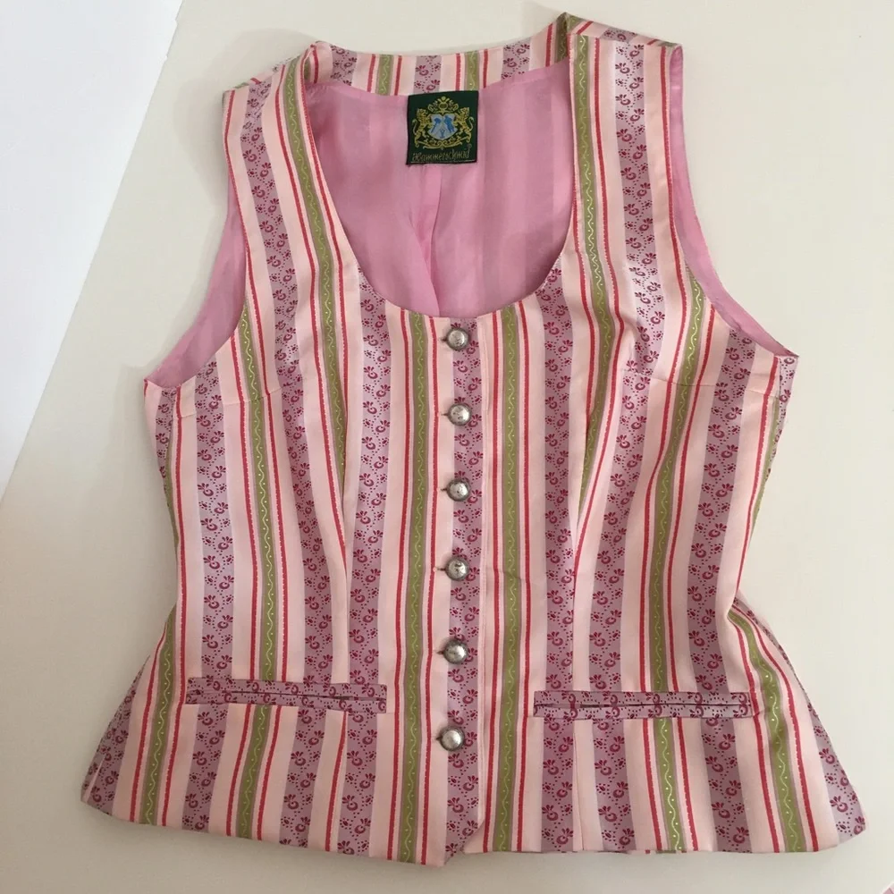 Vintage Cottagecore Corset Top Vest Pastel Pink Made in Germany Barbiecore - Picture 6 of 16